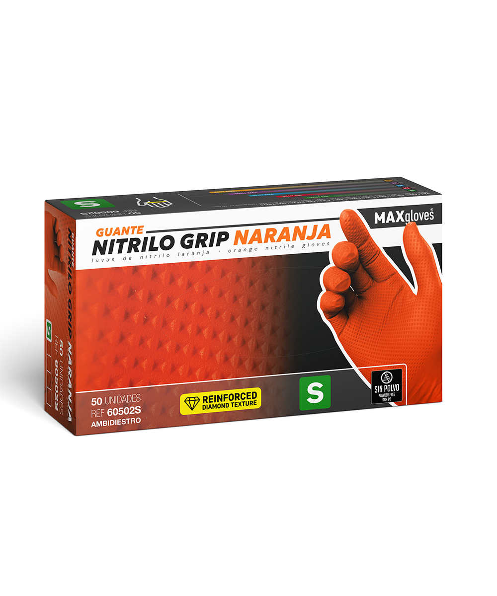 Guante Nitrilo GRIP Naranja
